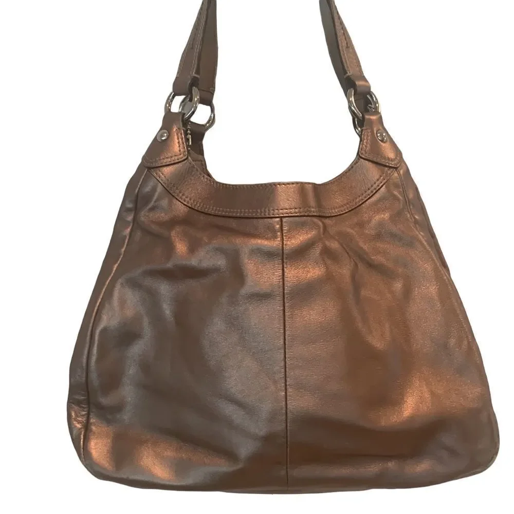 Coach Lynn Hobo Metallic Bronze Leather Shoulder Bag